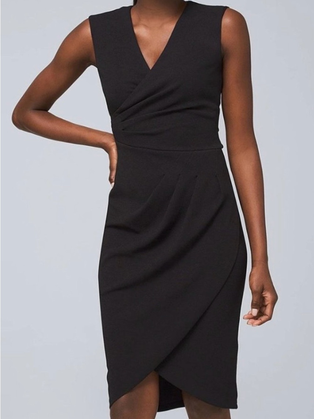 White House Black Market Women's Size
8 Med NWT Black Knit Surplice Sheath
Dress